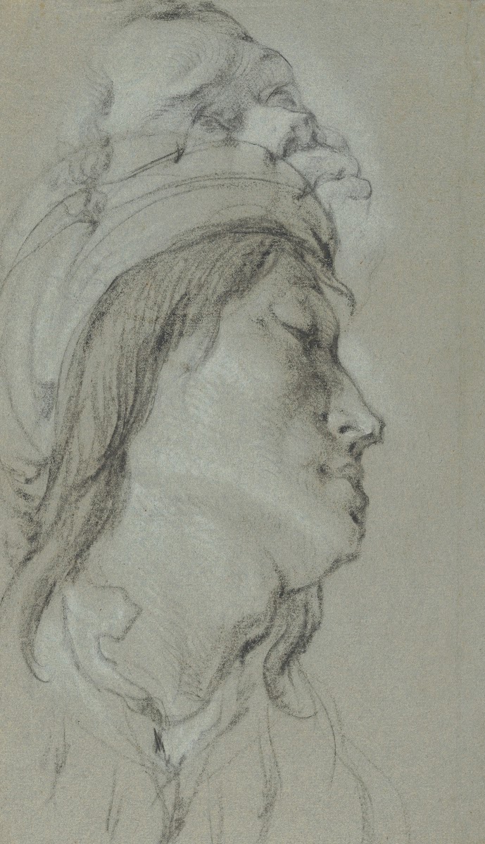 Head Studies of A Young Man Wearing a Hat and of a Black Man mid 17th century