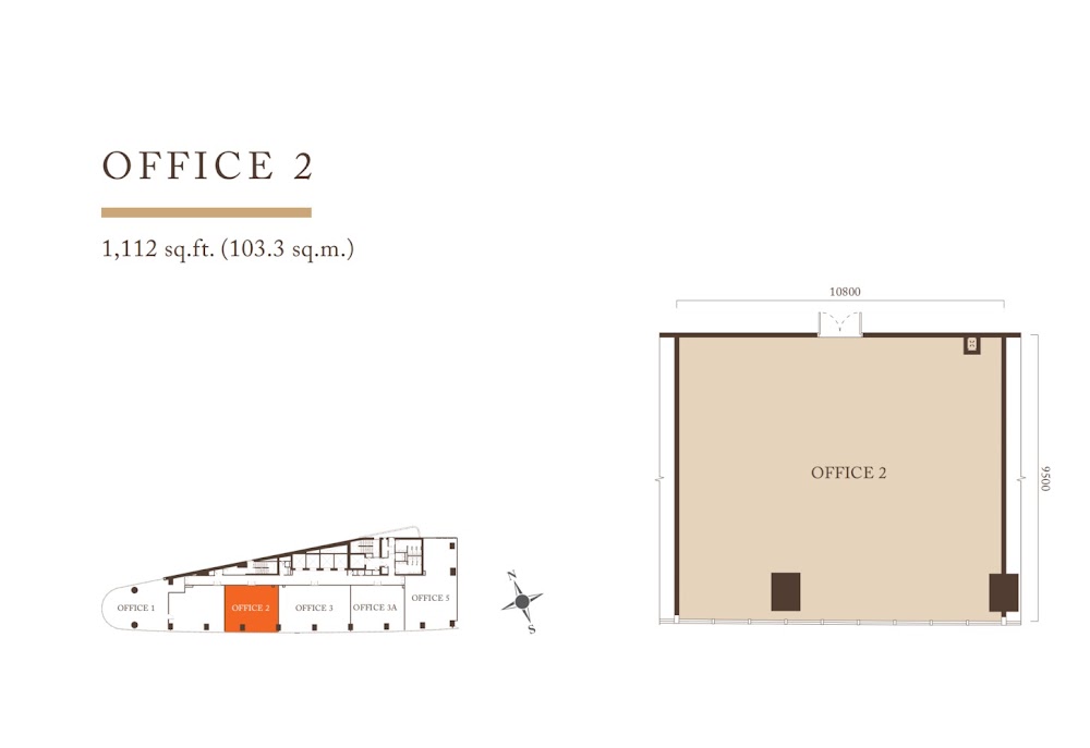 Pavilion Square Office Office Layout 2 floor plan — 1300 sq ft,  bedrooms