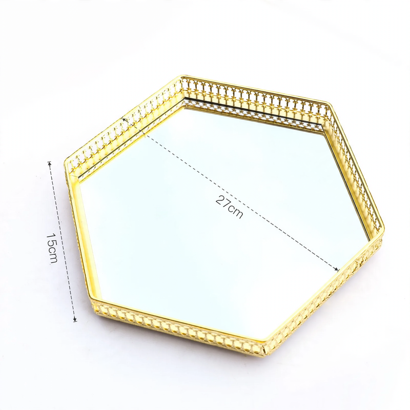 Metallic mirror tray with pearl details, Nordic