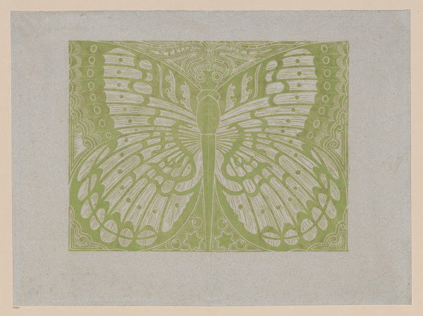 Linolschnitt Als Vorsatz Schmetterling 1897   1905