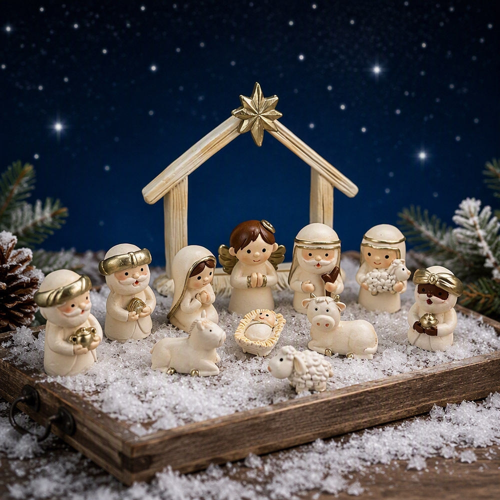Christmas Nativity Figure Set, Cartoon Style
