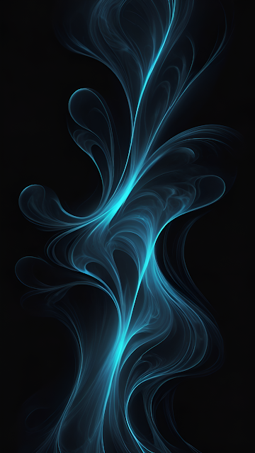 Glowing Blue Fractal Smoke Against Black Background - Free mobile Wallpaper