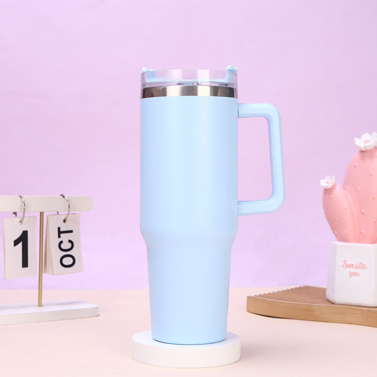Insulated mug 40oz with straw and handle
