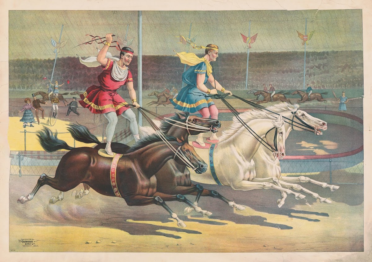 Standing horseback riders 1890