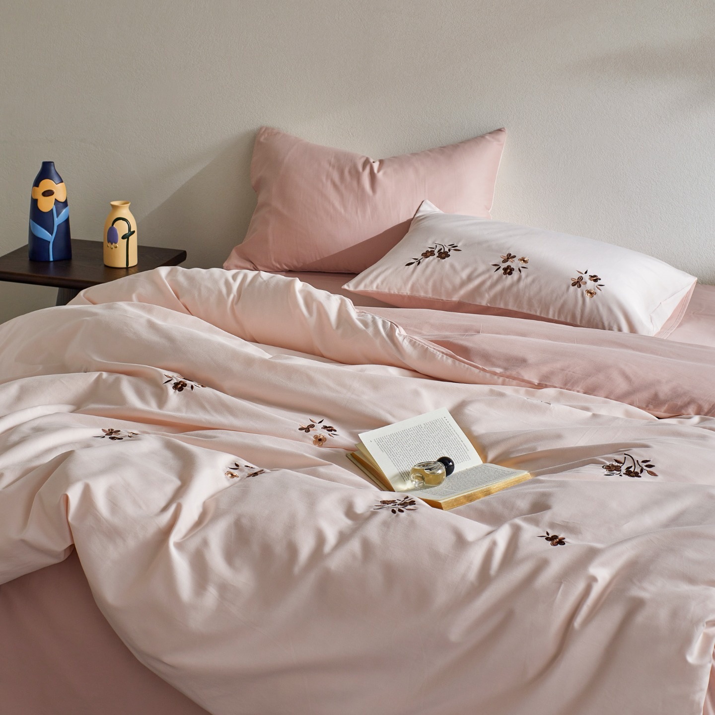 Bedding set made of brushed cotton, 4-piece