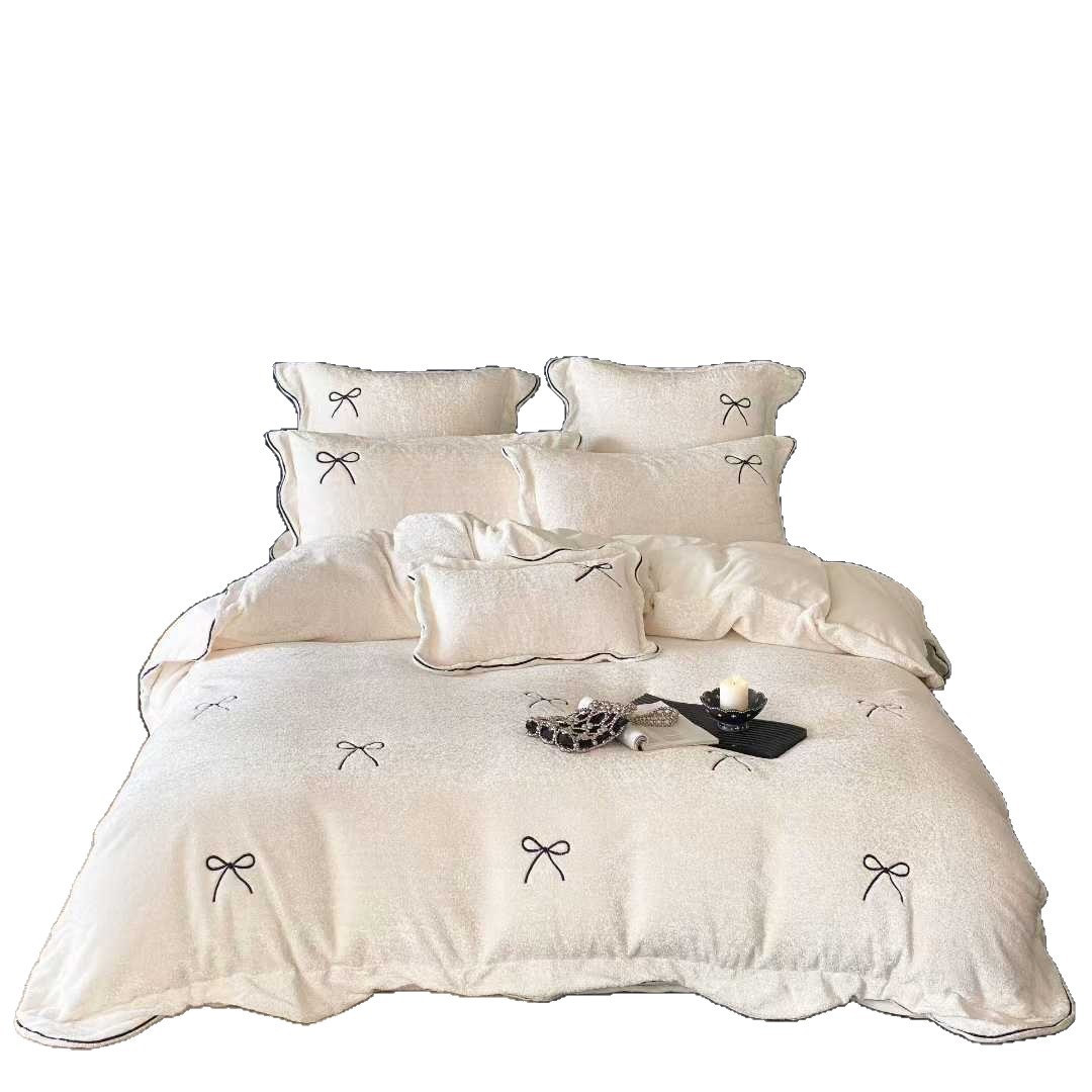 Milk fiber bedding set, embroidered, 4-piece