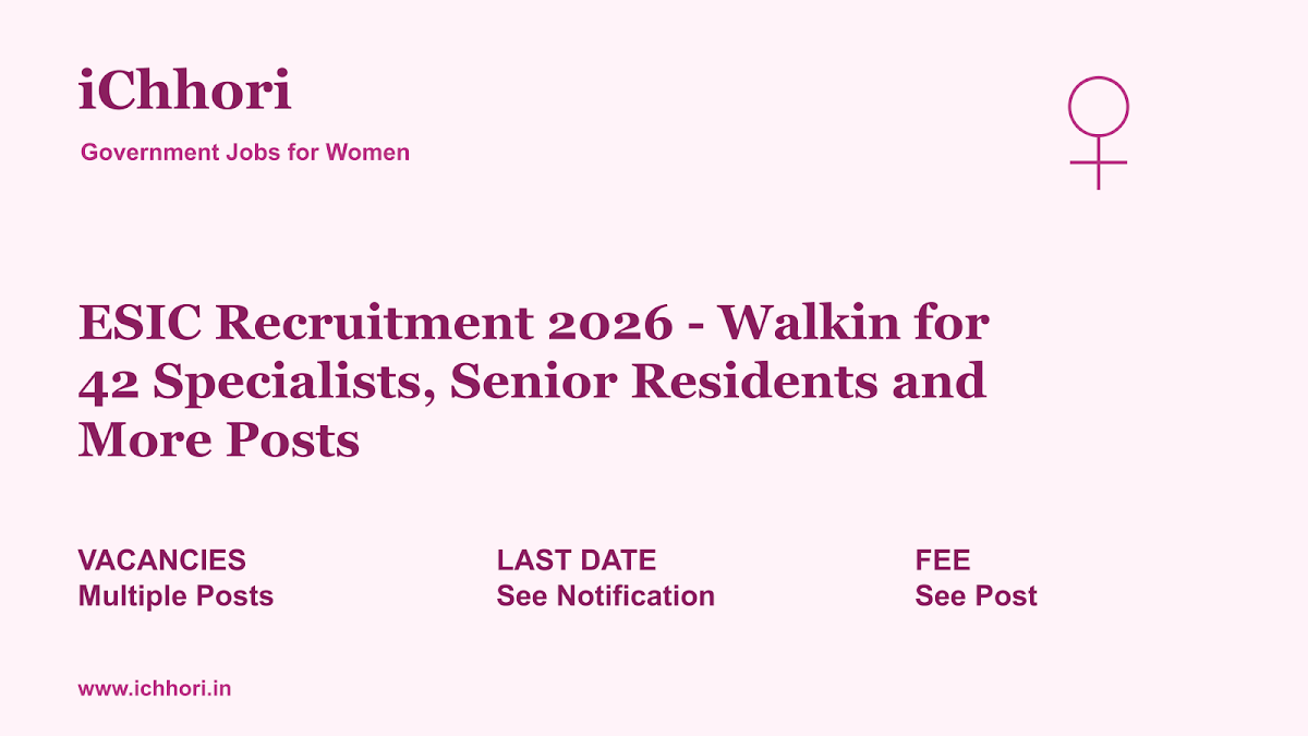 ESIC Recruitment 2026 - Walkin for 42 Specialists, Senior Residents and More Posts - iChhori