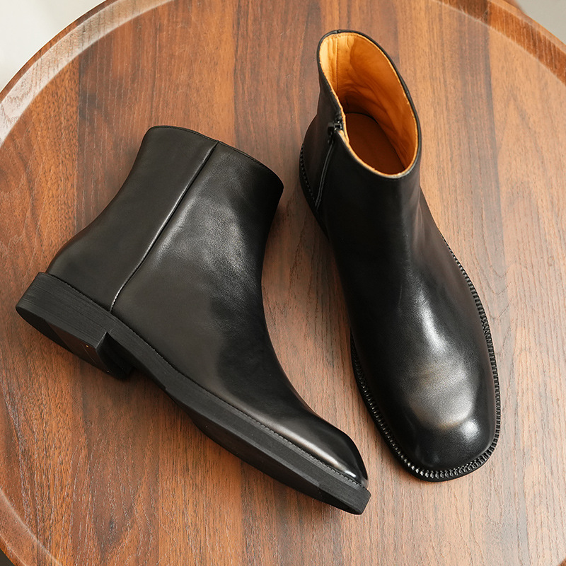 Herren-Chelsea-Stiefel, Rindsleder, rutschfeste Gummisohle
