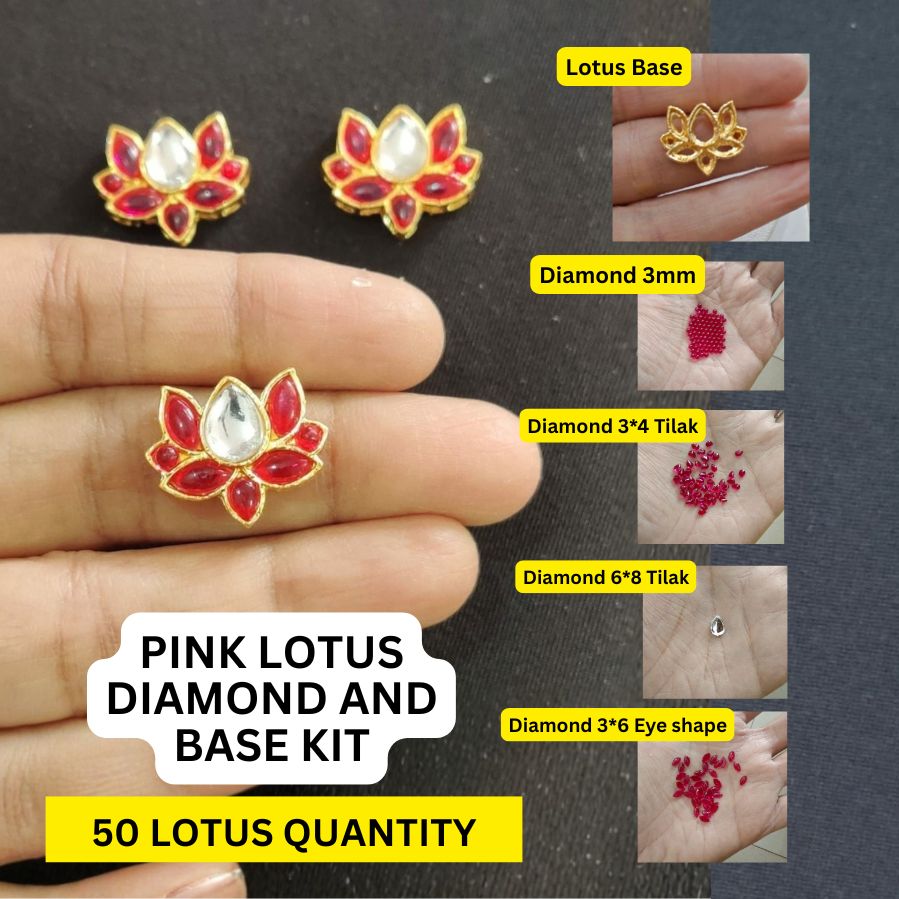 Pink White Lotus Full Kit (Base + Diamond) (pack of 50)