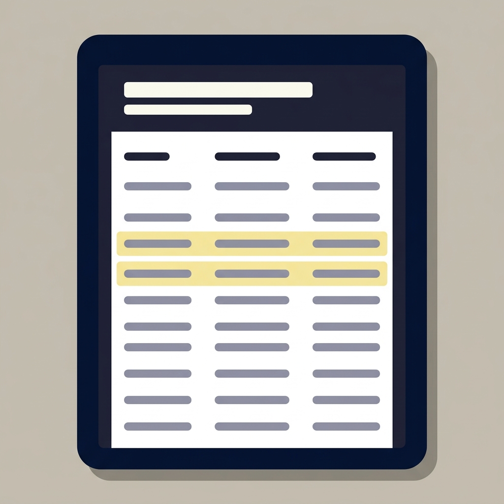 Minimalist 2D vector cropped tablet showing an NBA injury report grid with two highlighted rows in pale yellow accent on deep navy background, no readable text, editorial image for bucks prediction
