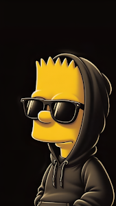 Bart Simpson Cool Portrait Black Hoodie Sunglasses Aesthetic