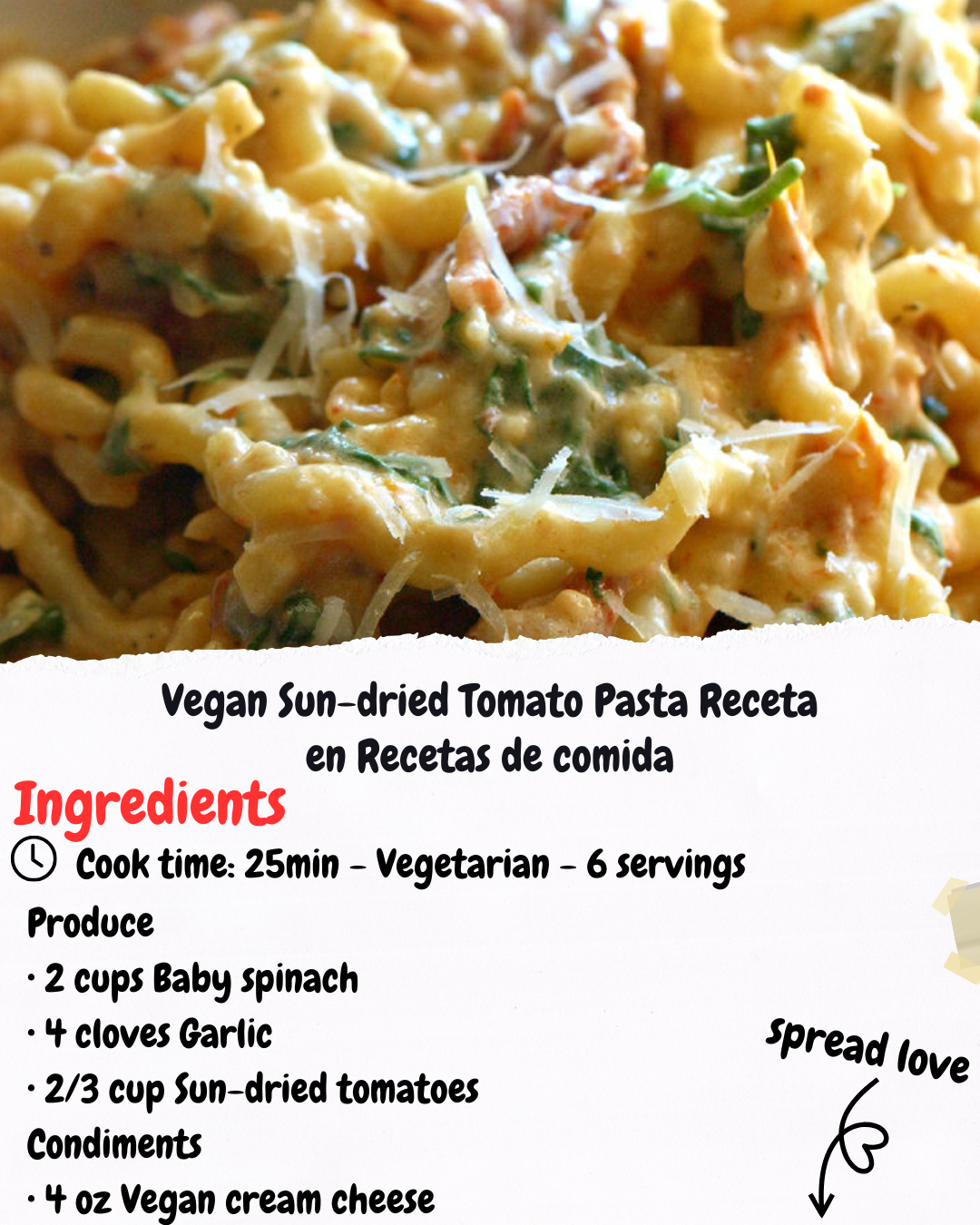Vegan Sun-dried Tomato Pasta Receta en Recetas de comida
