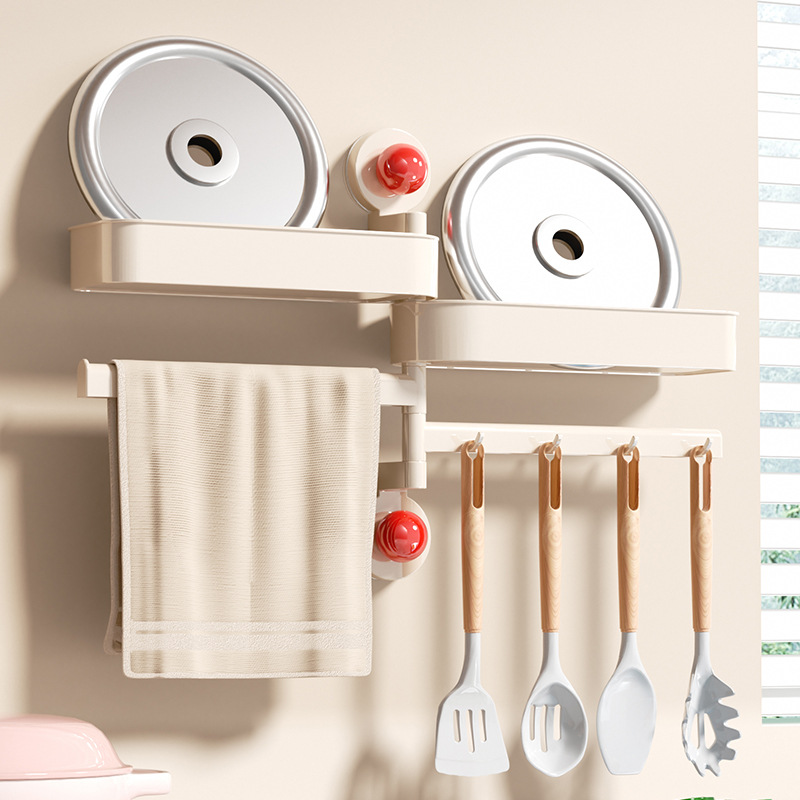 Rotating suction cup spice shelf, wall-mounted