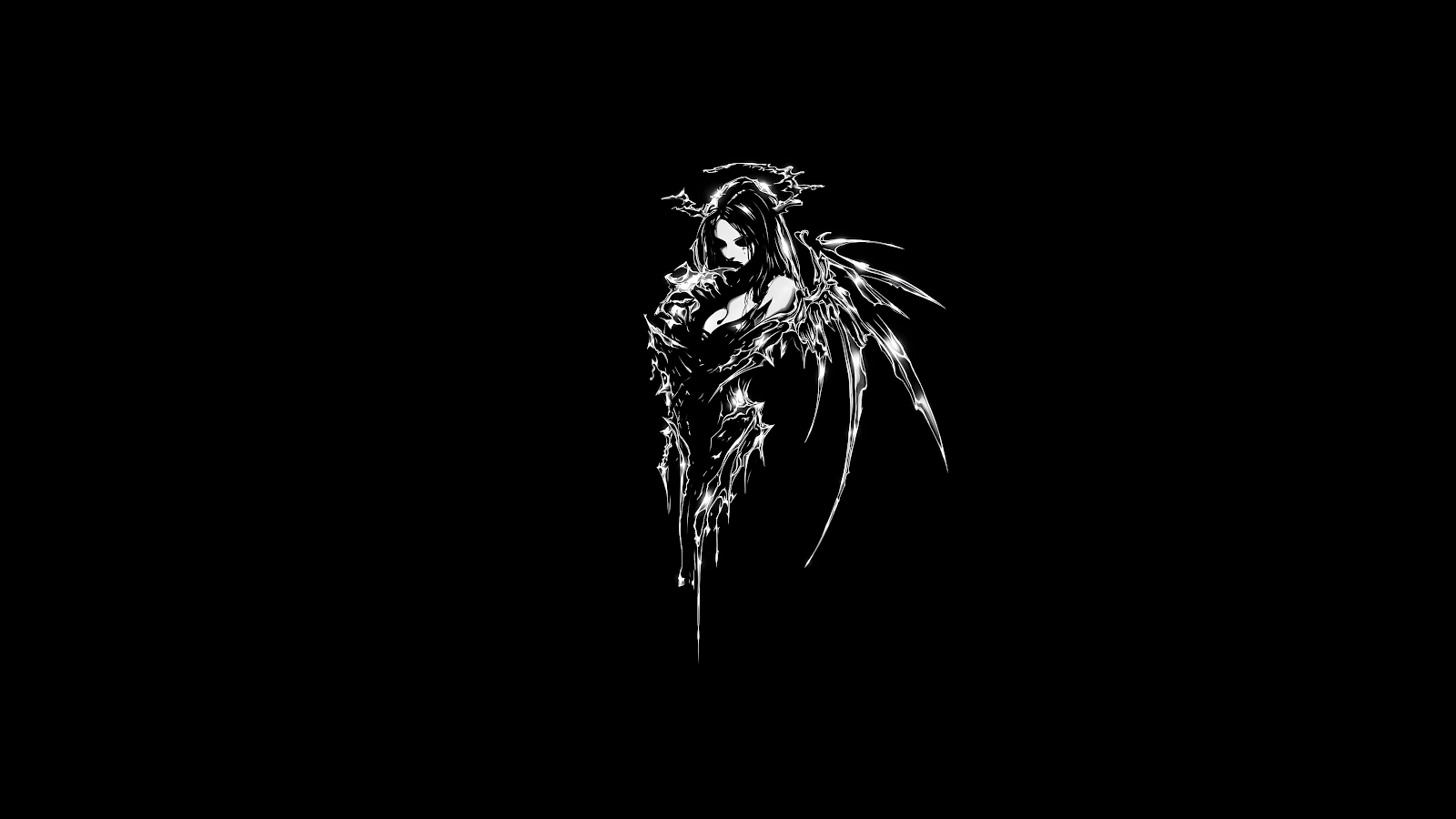 Metallic Dark Angel Silhouette - Chrome Digital Art 4K Wallpaper (3840x2160)