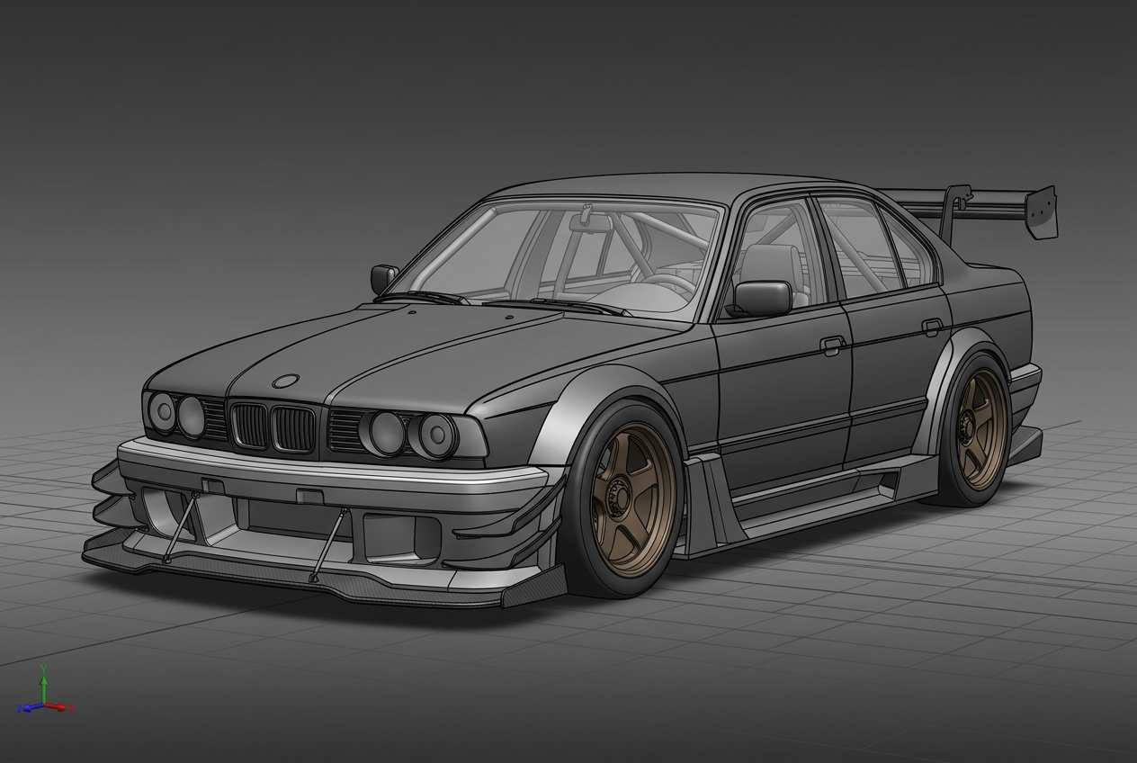 1995 BMW E34 race car — vision render