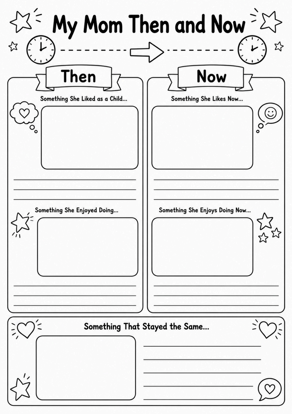 My Mom Then and Now Worksheet