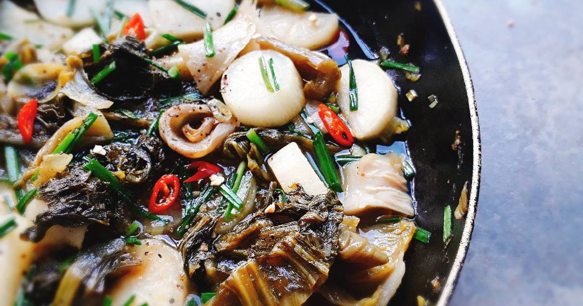 Dưa cải muối kho củ cải chay
