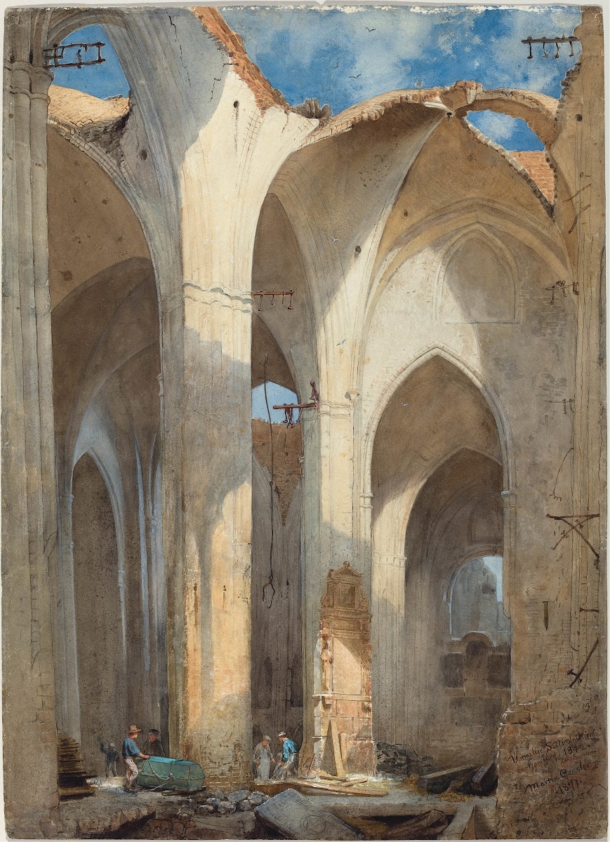 The Ruins of Saint Nicolai Church in Hamburg 1871
