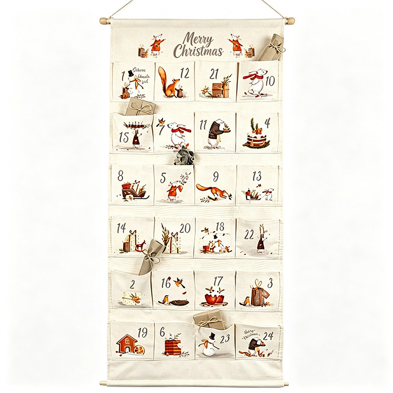 Christmas Advent Calendar made of fabric with 24 pockets