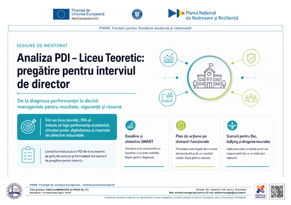 Coperta ghidului Analiza PDI – Liceu Teoretic - pregătire pentru interviul de director