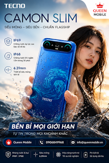 TECNO CAMON Slim ra mắt với thiết kế siêu mỏng 6,39 mm cùng chuẩn IP69 và IP68 #TECNO #TECNOCAMONSlim #CAMONSlim #IP69 #IP68 #Android #Smartphone #CôngNghệ #MediaTek #HiOS  