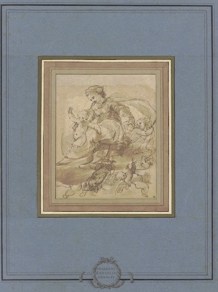 Muttergottes von Engeln getragen auf Wolken