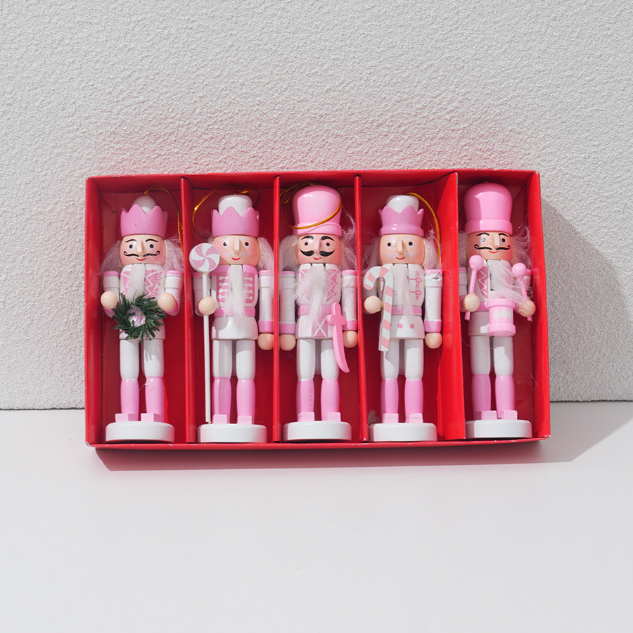 Wooden Nutcracker Ornament, 12 cm, Set of 5