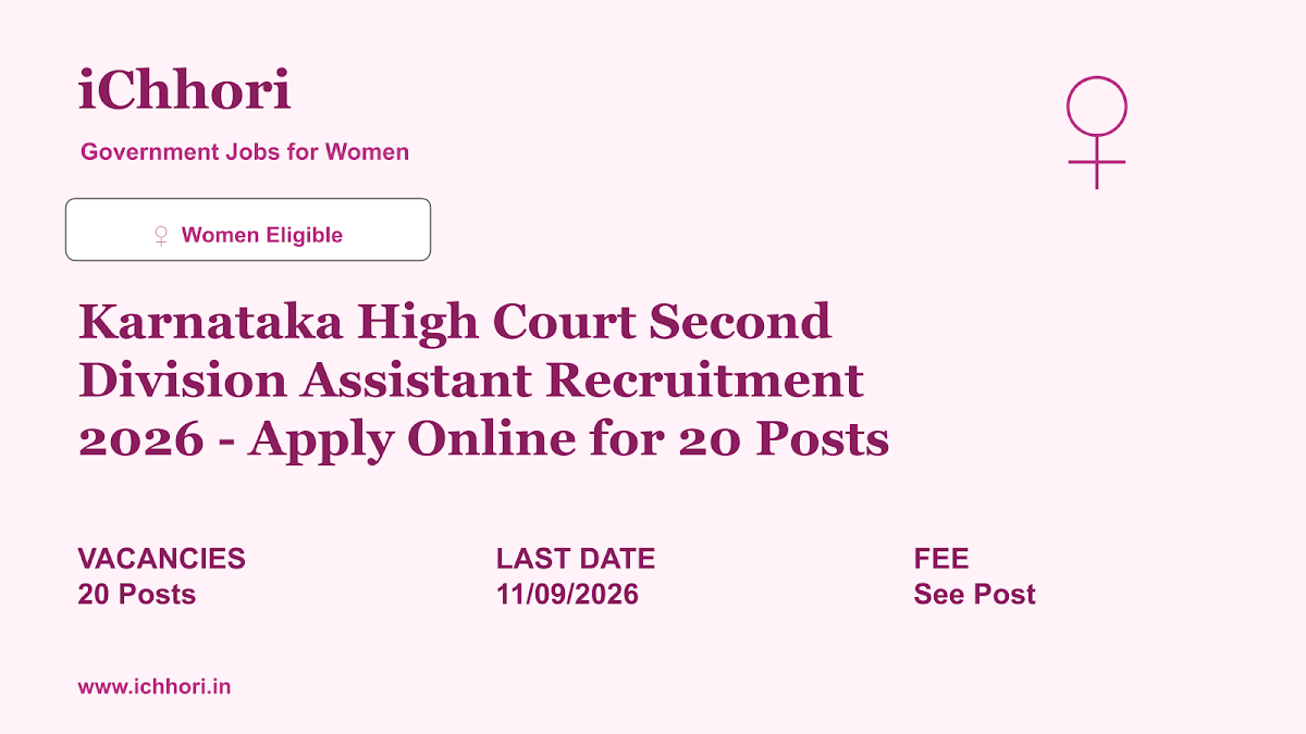 Karnataka High Court Second Division Assistant Recruitment 2026 - Apply Online for 20 Posts - iChhori