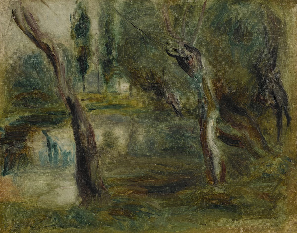 Saule au bord dune mare circa 187