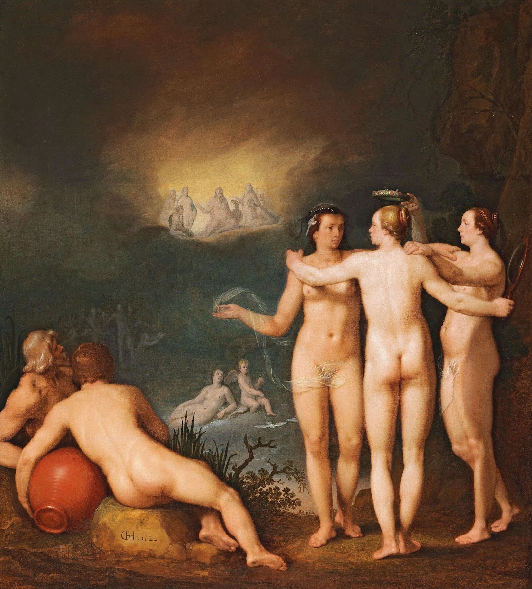 An allegorical scene featuring the Three Graces Aglaia