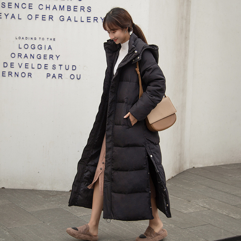 Long Women's Winter Jacket with Hood, Padded