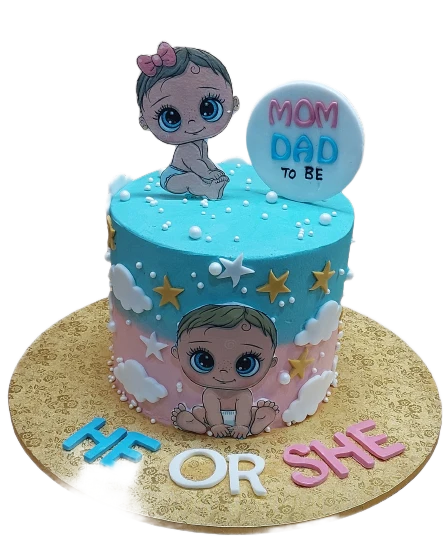 Gender Reveal Buttercream Cake CB-NC557