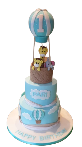 Hot Air Balloon Animals Birthday Cake CB-NC315