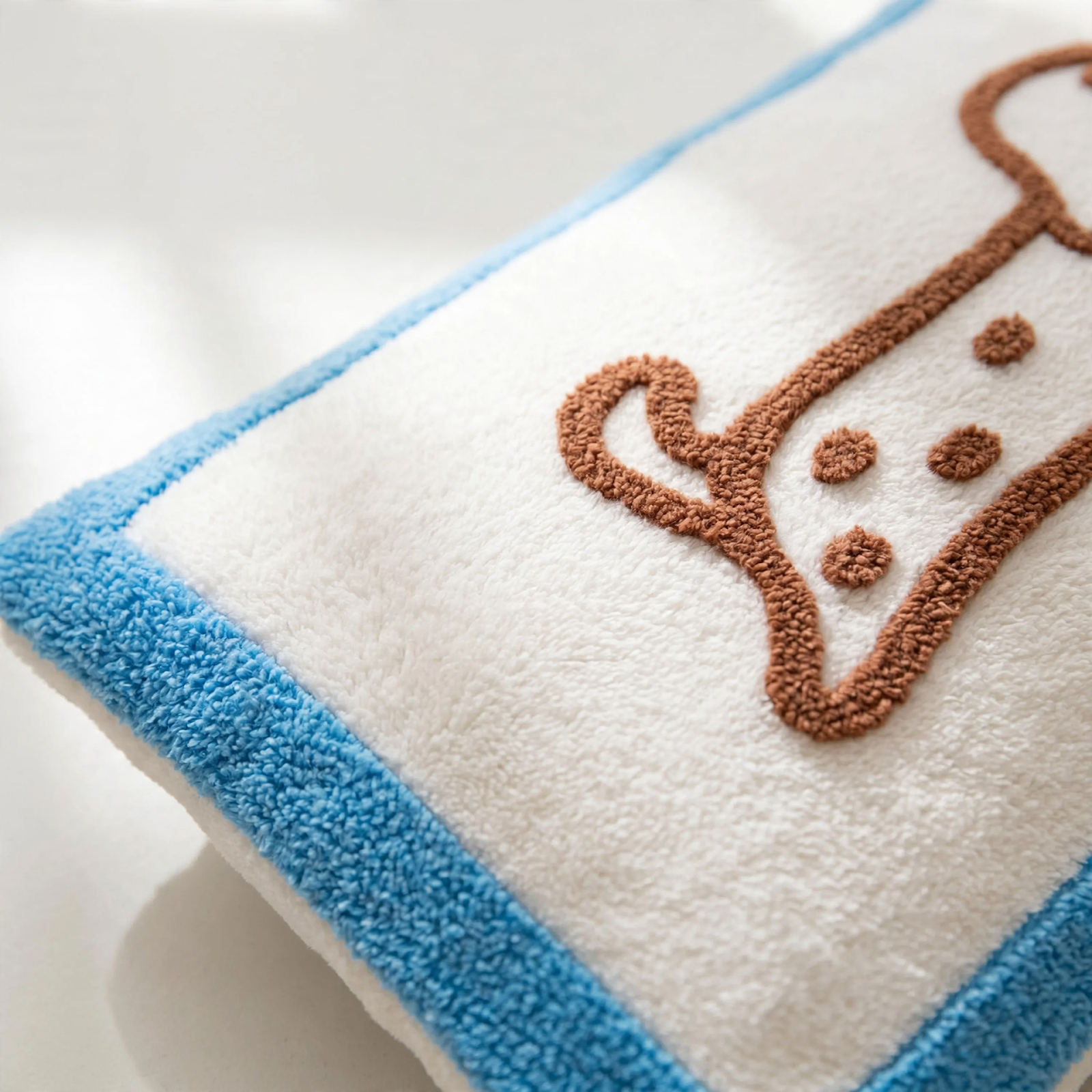 Pillow with animal motif and embroidery, polyester, with filling