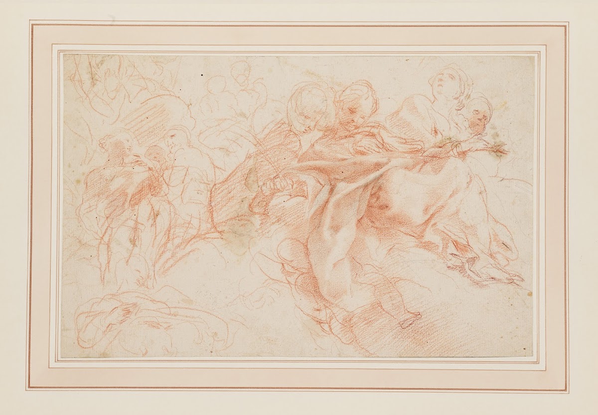 Angels Looking Down from Clouds 17th 18th century