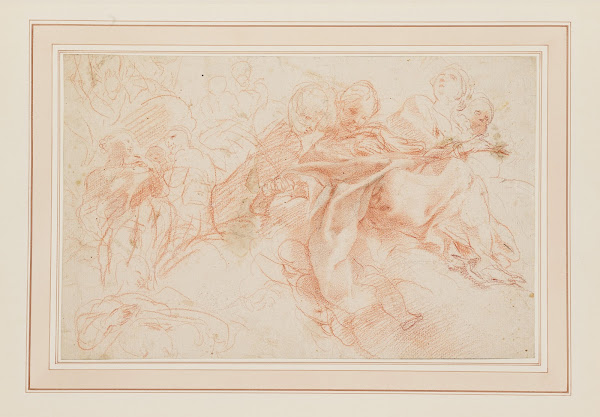 Angels Looking Down from Clouds 17th 18th century
