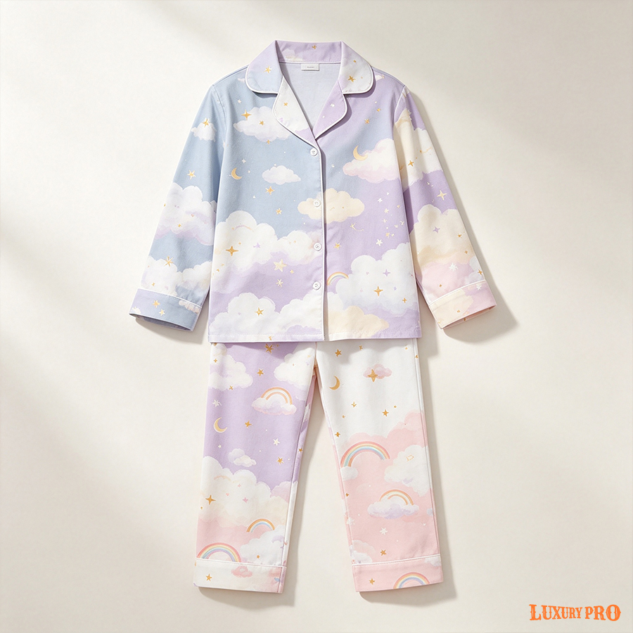 AOP HY Children's Long Sleeve Shirt and Pants Pajama Set