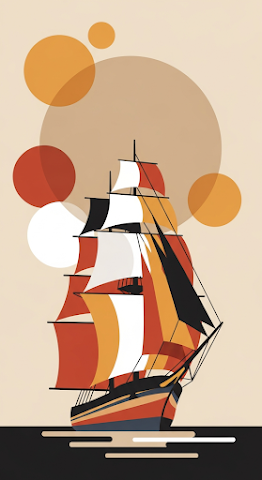 Abstract Geometric Sailboat Art