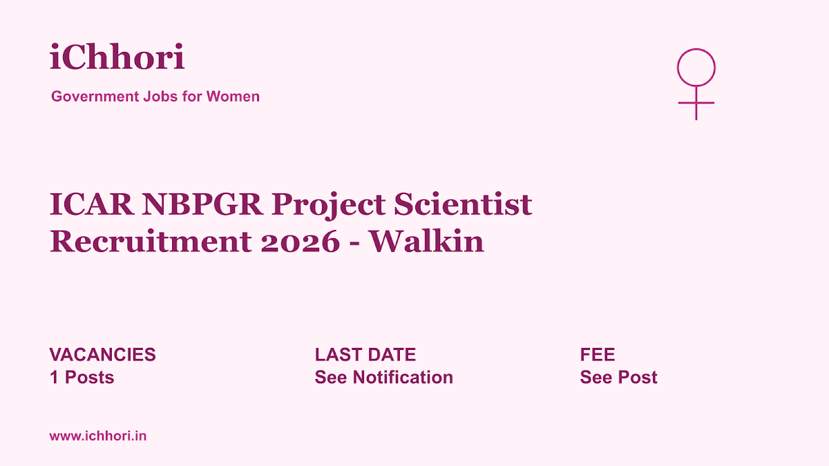 ICAR NBPGR Project Scientist Recruitment 2026 - Walkin - iChhori