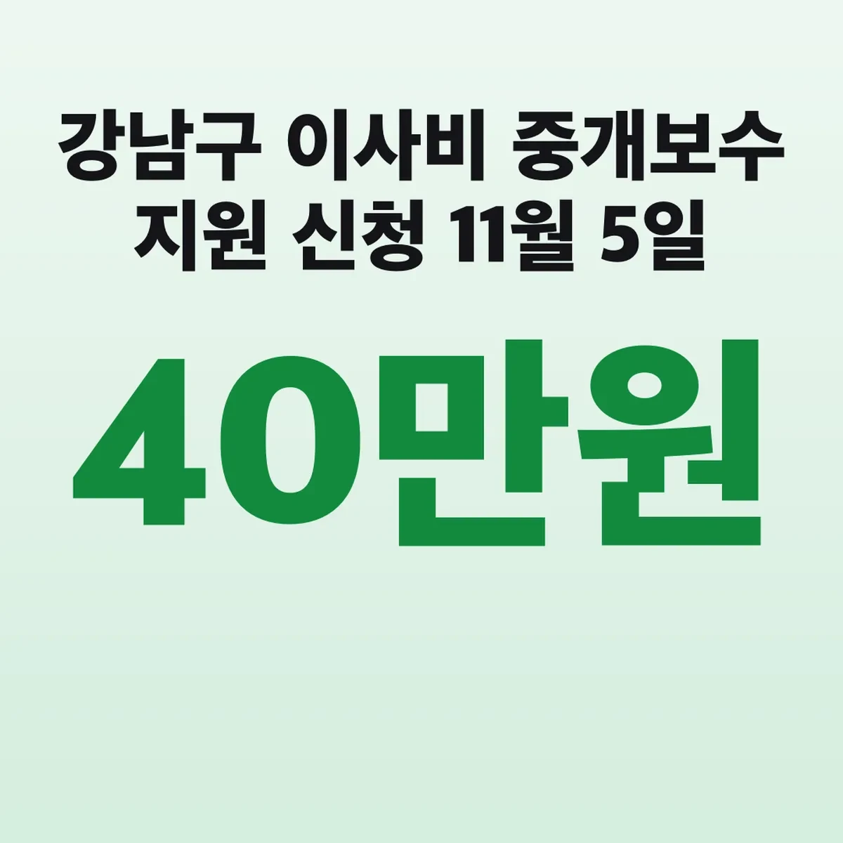 강남구 이사비 중개보수 지원 신청 11월 5일 40만원