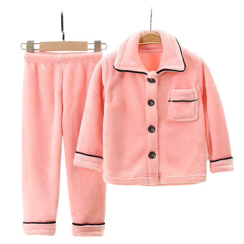 Children's flannel pajamas, warm and thick
