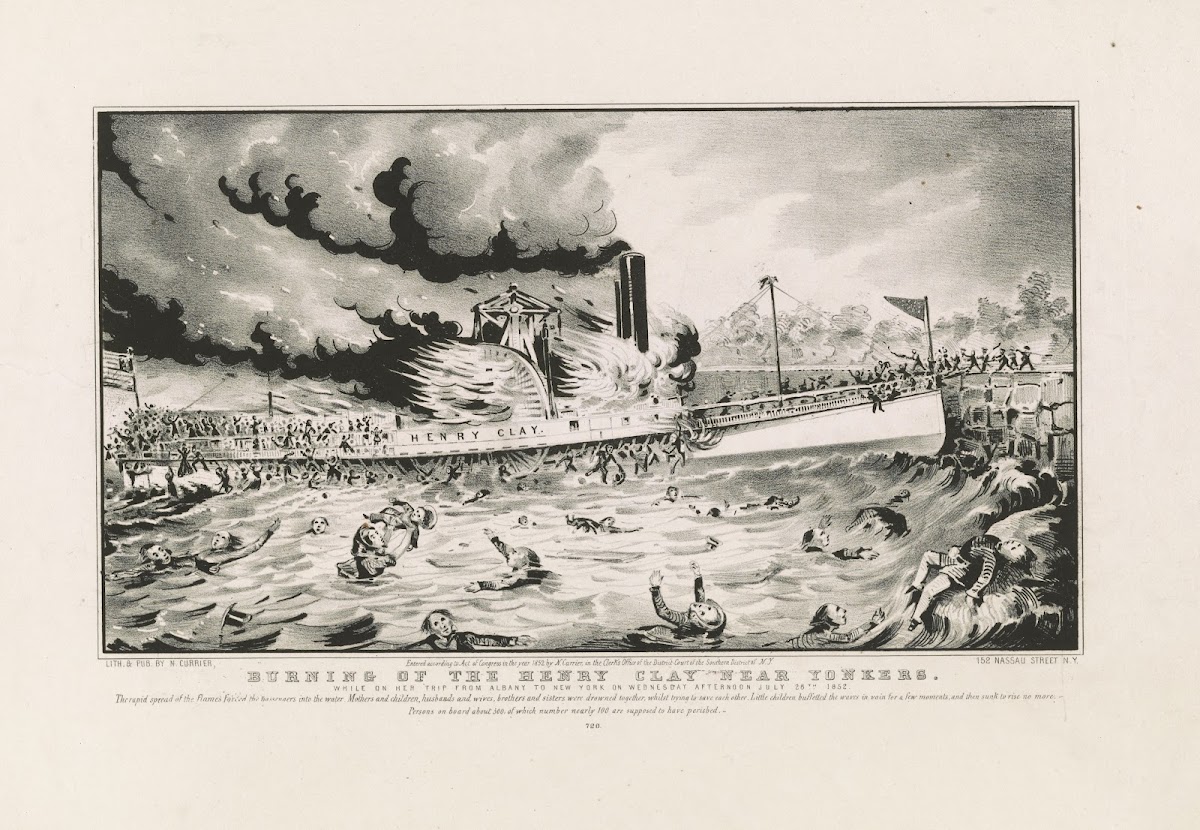 Burning of the Henry Clay near Yonkers while on her trip from Albany to New York