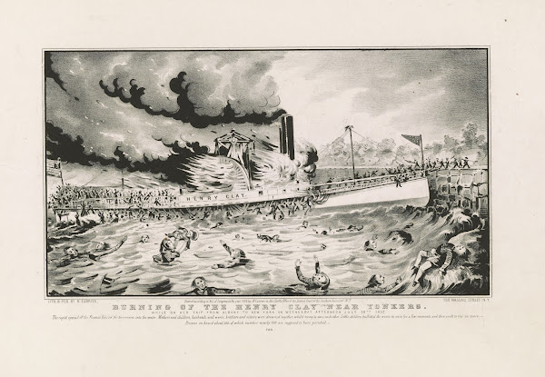 Burning of the Henry Clay near Yonkers while on her trip from Albany to New York