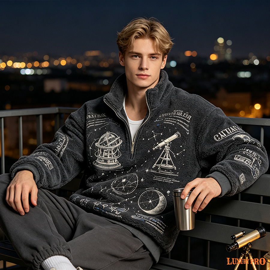 2D Thick Fleece Collar Half Zip Sweatshirt