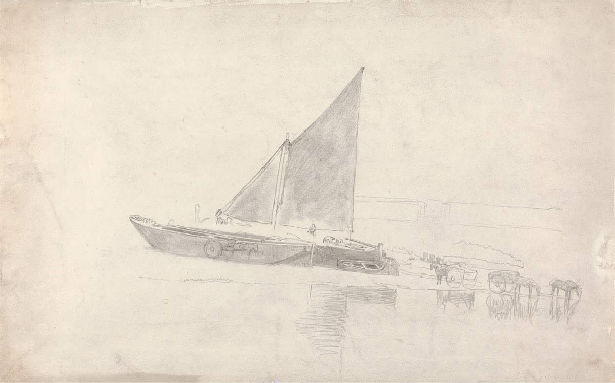 Study of Boats with Horses and Carts