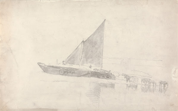 Study of Boats with Horses and Carts