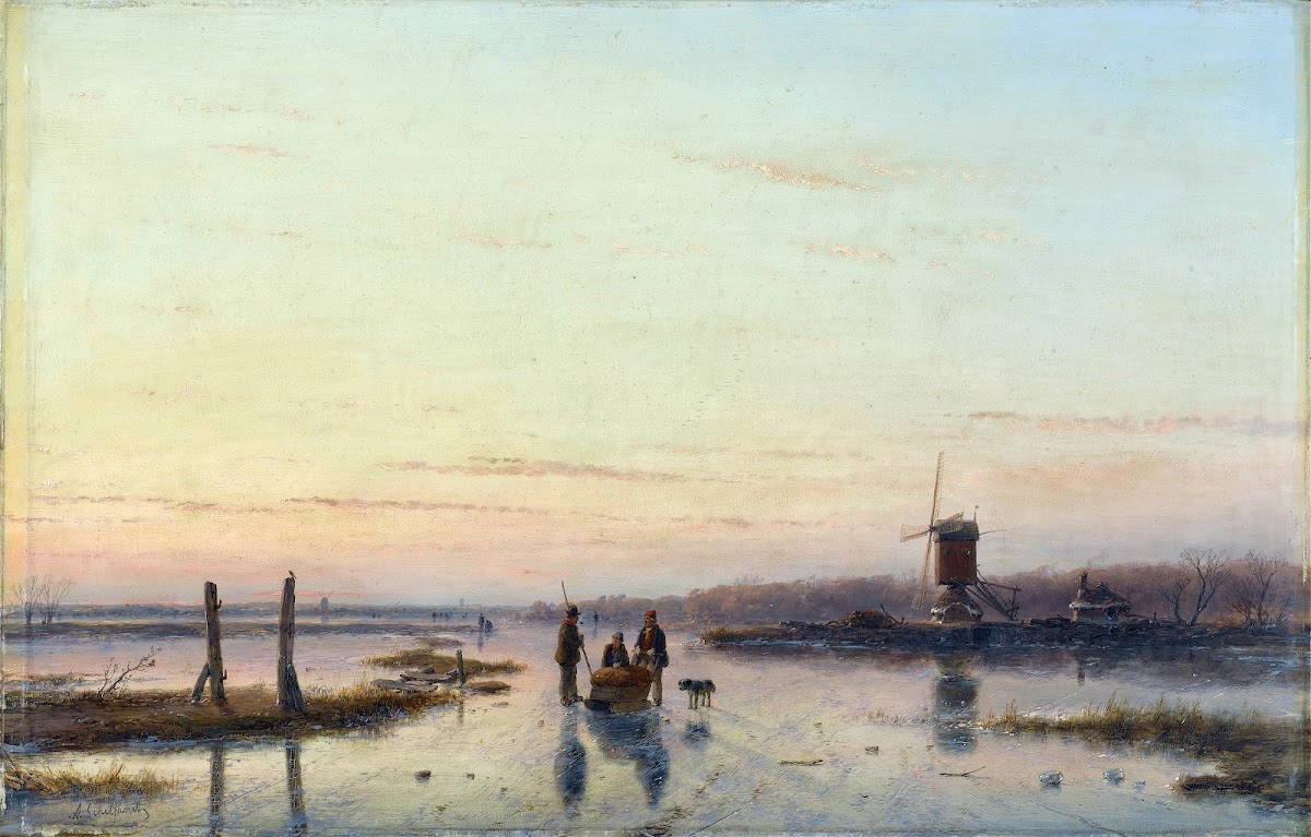 Windmill beside a frozen river 1860   1862