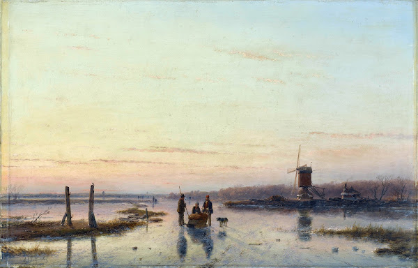 Windmill beside a frozen river 1860   1862