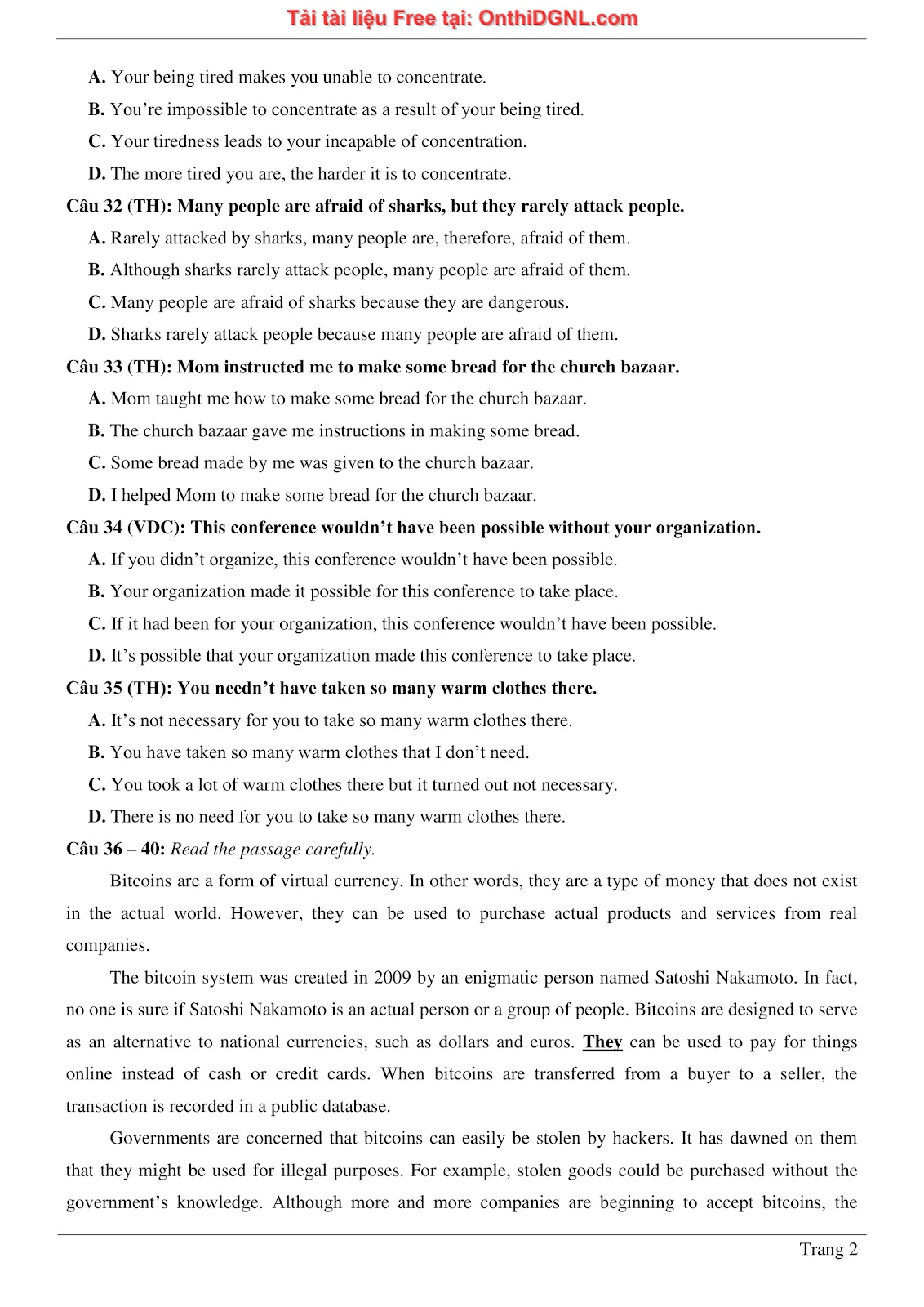 800 bài tập môn Tiếng Anh - Ôn thi ĐGNL ĐHQG TP HCM Phần 17