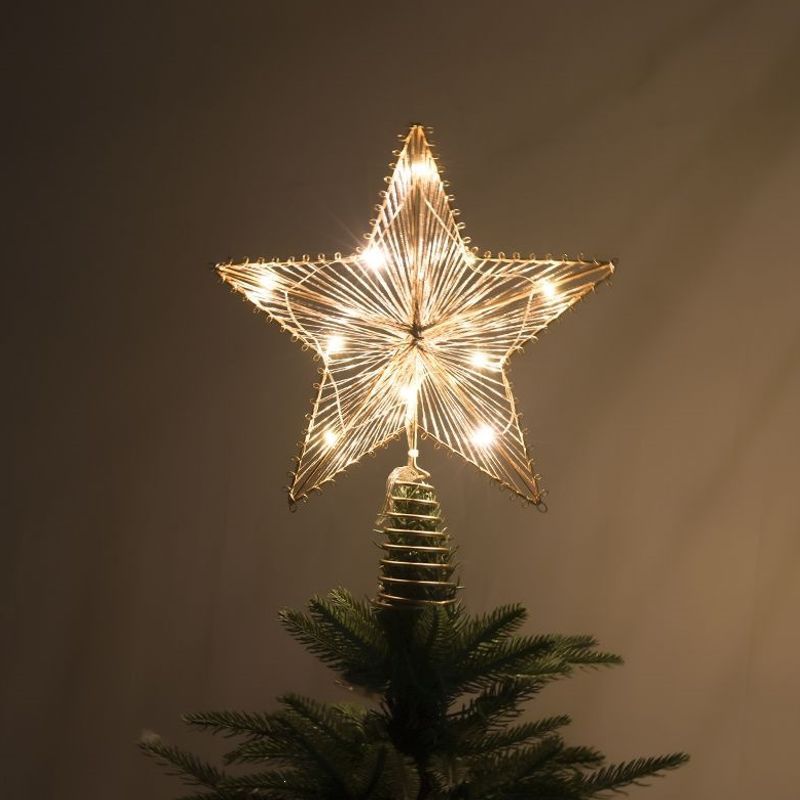 Beleuchteter Weihnachtsbaum-Spitzenstern aus Eisen